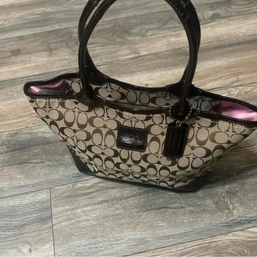 Coach Brown and Black Signature Tote